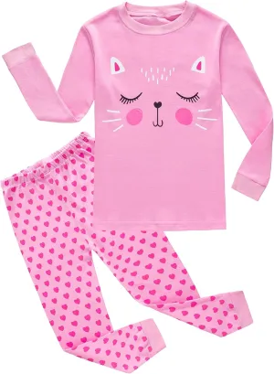 KikizYe Little Big Girls Pajamas Set Long Sleeve PJs 100% Cotton Pyjamas