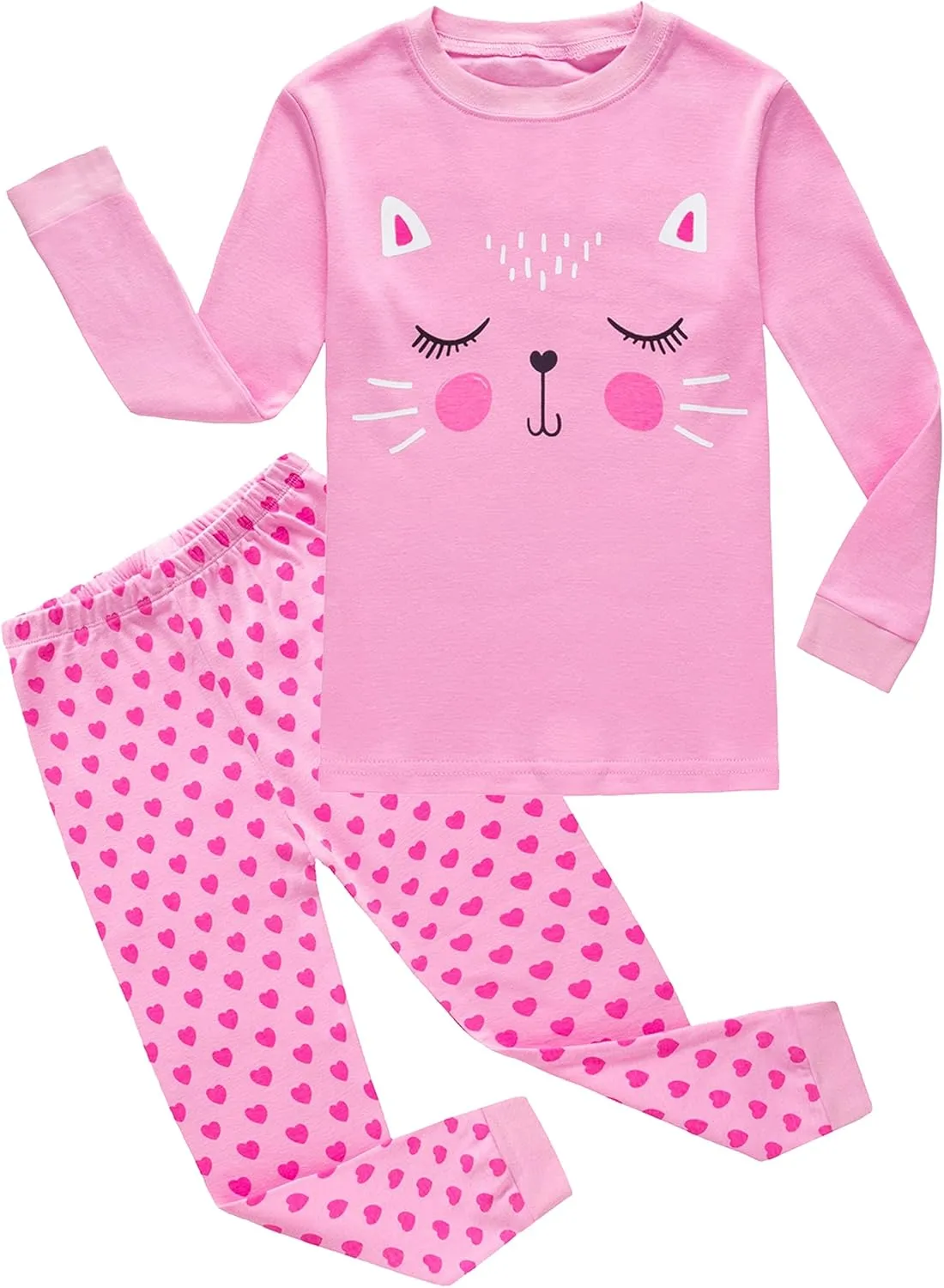 KikizYe Little Big Girls Pajamas Set Long Sleeve PJs 100% Cotton Pyjamas