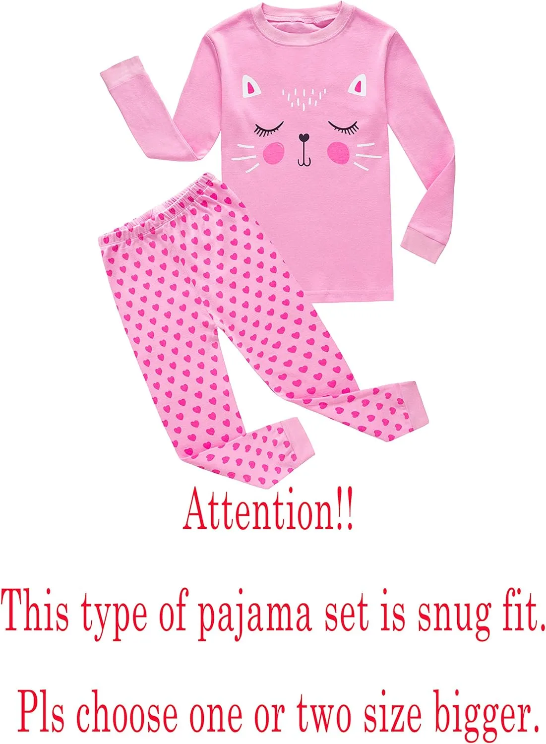 KikizYe Little Big Girls Pajamas Set Long Sleeve PJs 100% Cotton Pyjamas