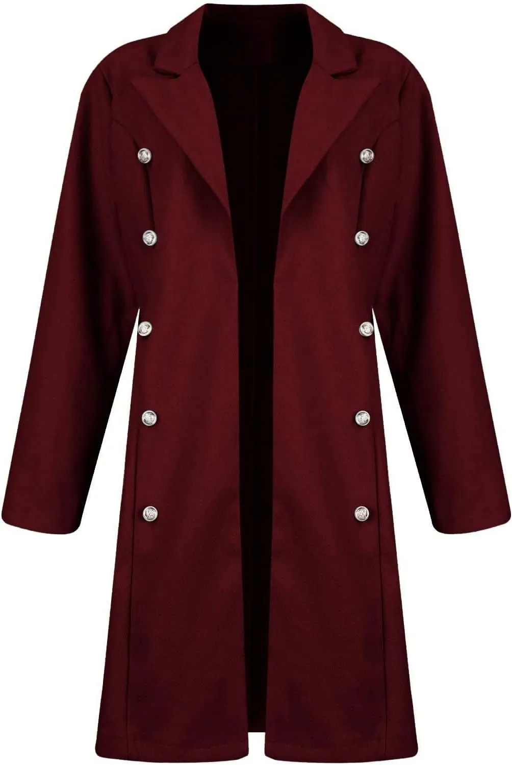 Kubbon Women Elegant Notched Collar Wool Blend Over Coat Dressy Double Breasted Open Front Pea Coat Casual Jacket Outerwear