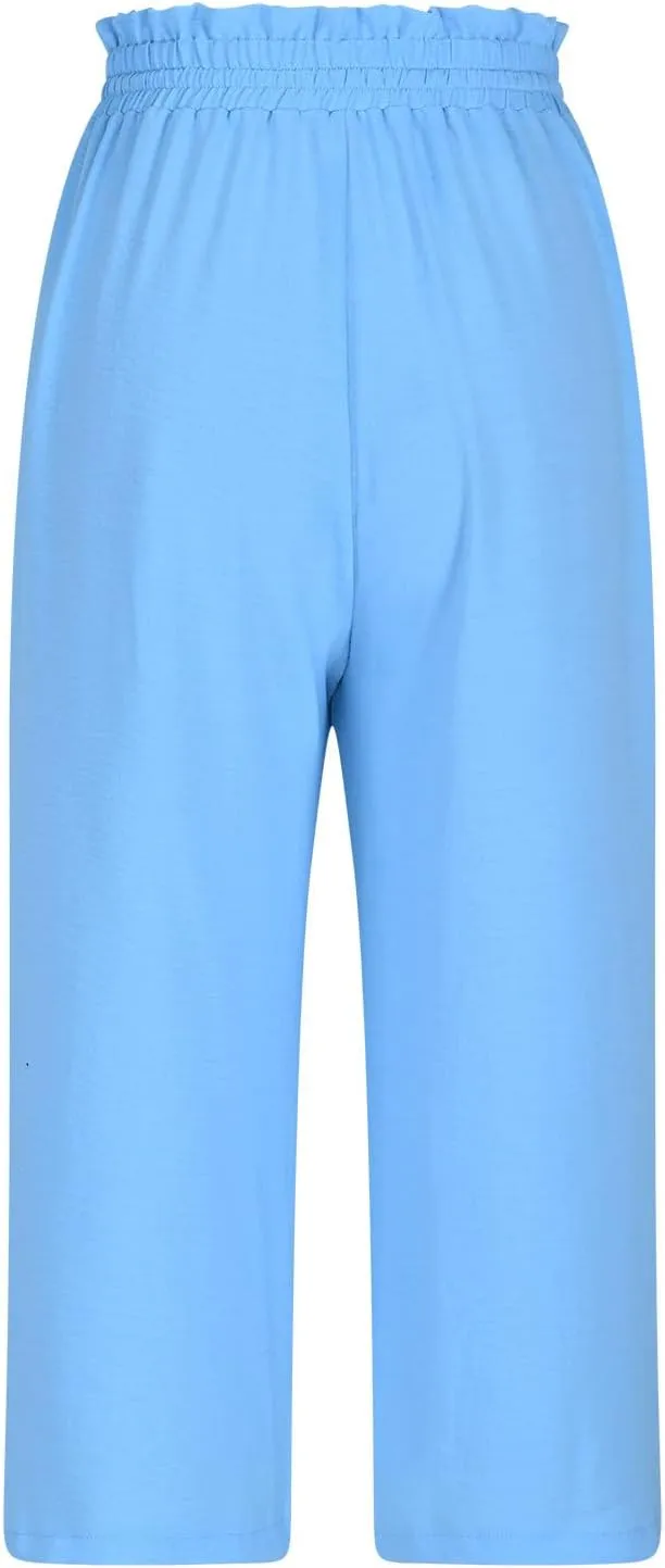 LEMONONSTORE Women's Ankle-Length Casual Shorts High Waist Linen Blend Dressy Capris Flowy Summer Lounge Pants with Pockets