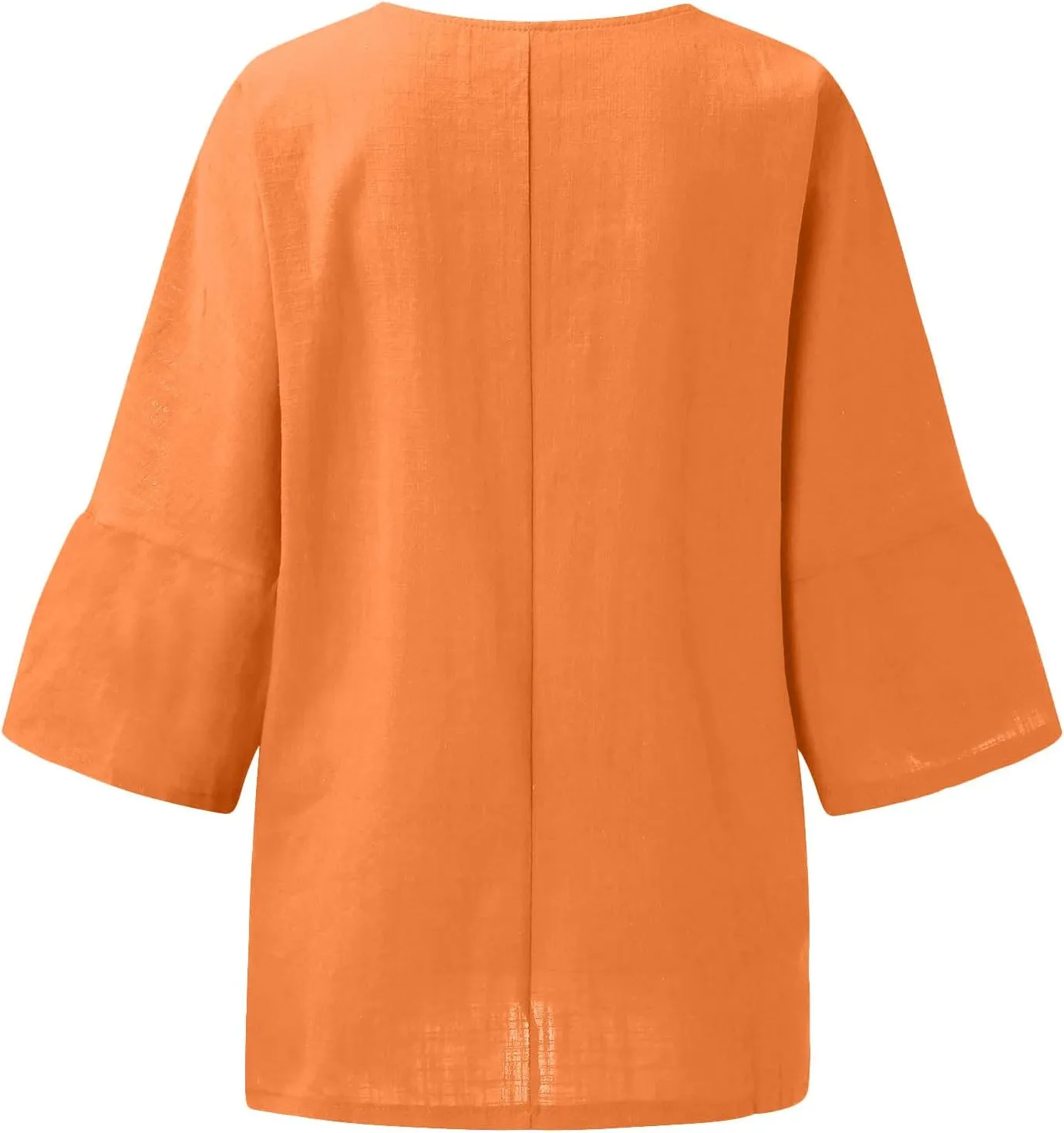 Linen Shirts for Women Plus Size 3/4 Length Sleeve Tops Casual Loose Fit O Neck Split Tunic Tee 2025 Summer Blouse