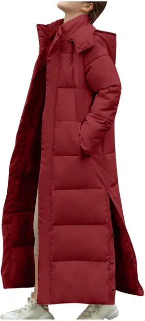 Long Puffer Coat Women Ankle Length Parka Long Down Jacket 2024 Thermal Puffer Trendy Jacket Thick Warm Quilted Coat