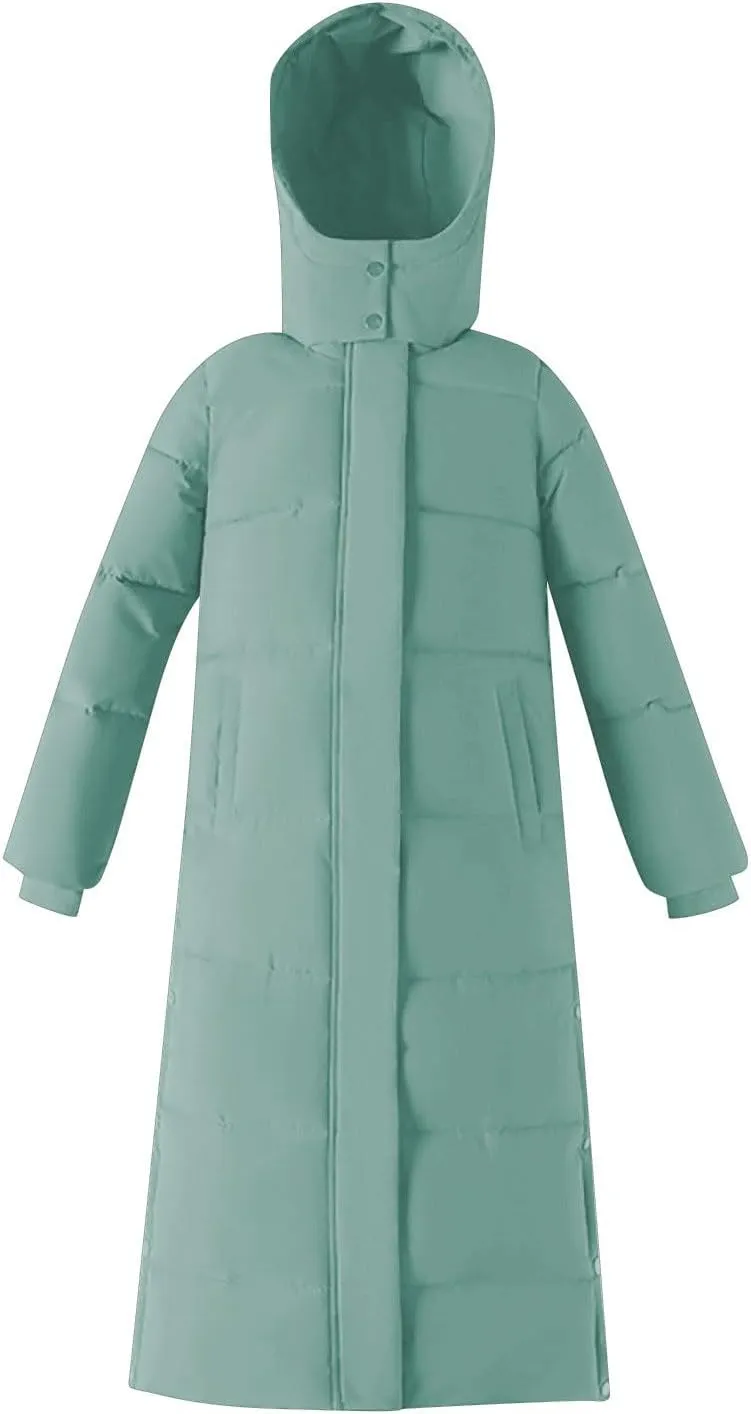 Long Puffer Coat Women Ankle Length Parka Long Down Jacket 2024 Thermal Puffer Trendy Jacket Thick Warm Quilted Coat