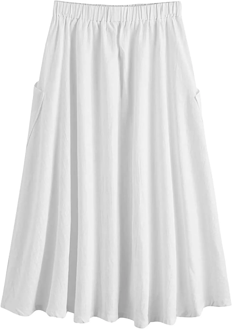 Long Skirts for Women Below Knee Length Casual Elastic Tie Waist Flowy A Line High Low Midi Skirt Dress with Pockets