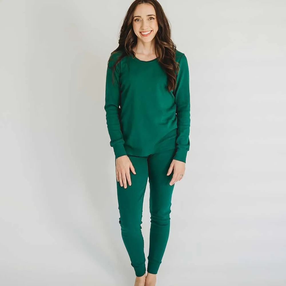 Made in USA Womens Organic Cotton Pajama Set, Long Sleeve Soft PJs for Sensitive Skin Sensory Friendly Sleepwear