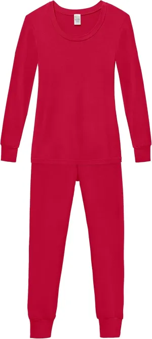 Made in USA Womens Organic Cotton Pajama Set, Long Sleeve Soft PJs for Sensitive Skin Sensory Friendly Sleepwear