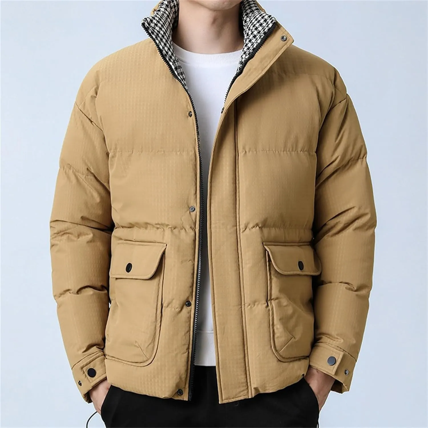 Maiyifu-GJ Men's Lightweight Puffer Jacket Warm Winter Quilted Jackets for Men Thicken Windproof Down Coat Outerwear