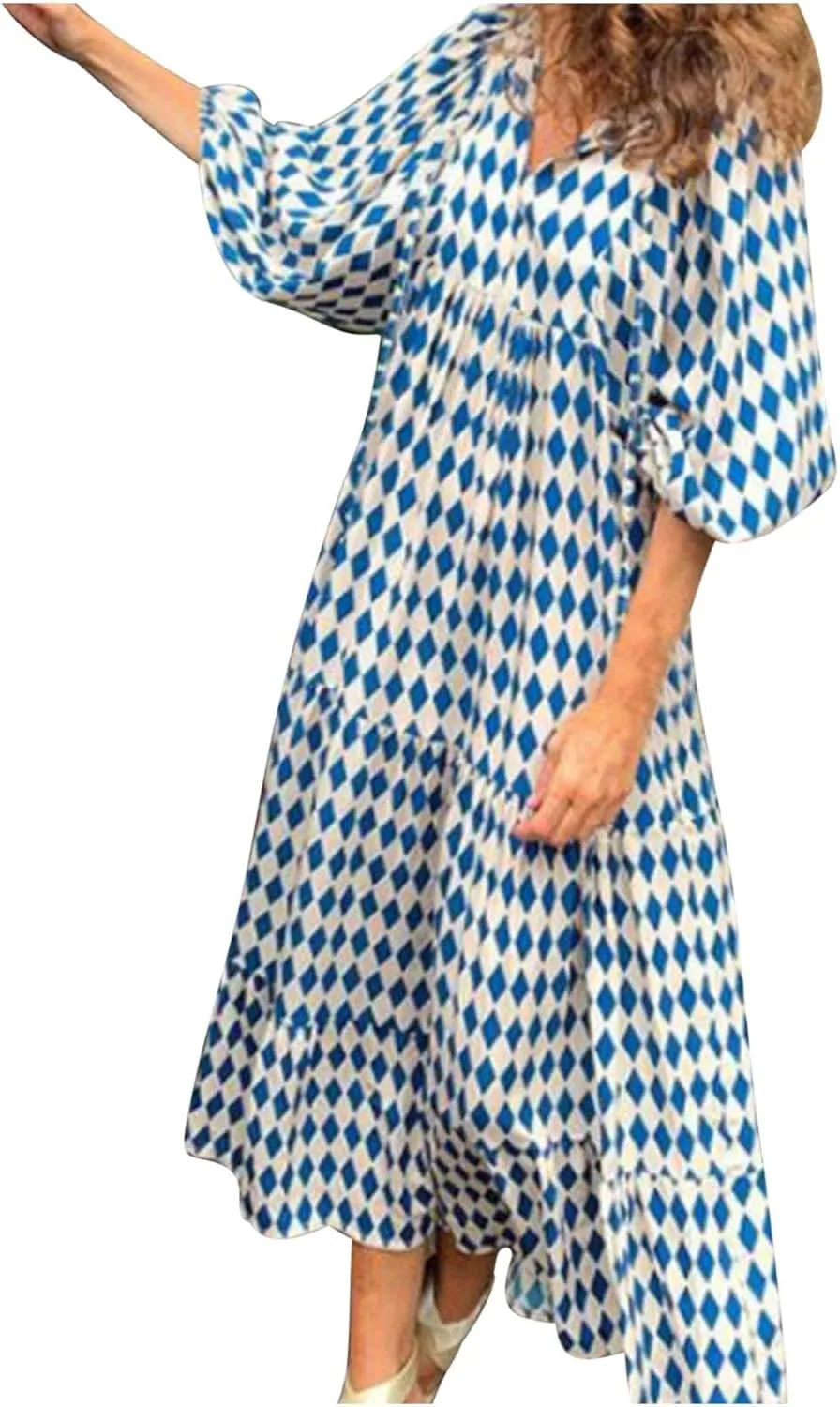 Maxi Dresses for Women 2024 Summer Boho Dress Sexy Off The Shoulder Dresses Flowy Long Sundress Vacation Dress, Small