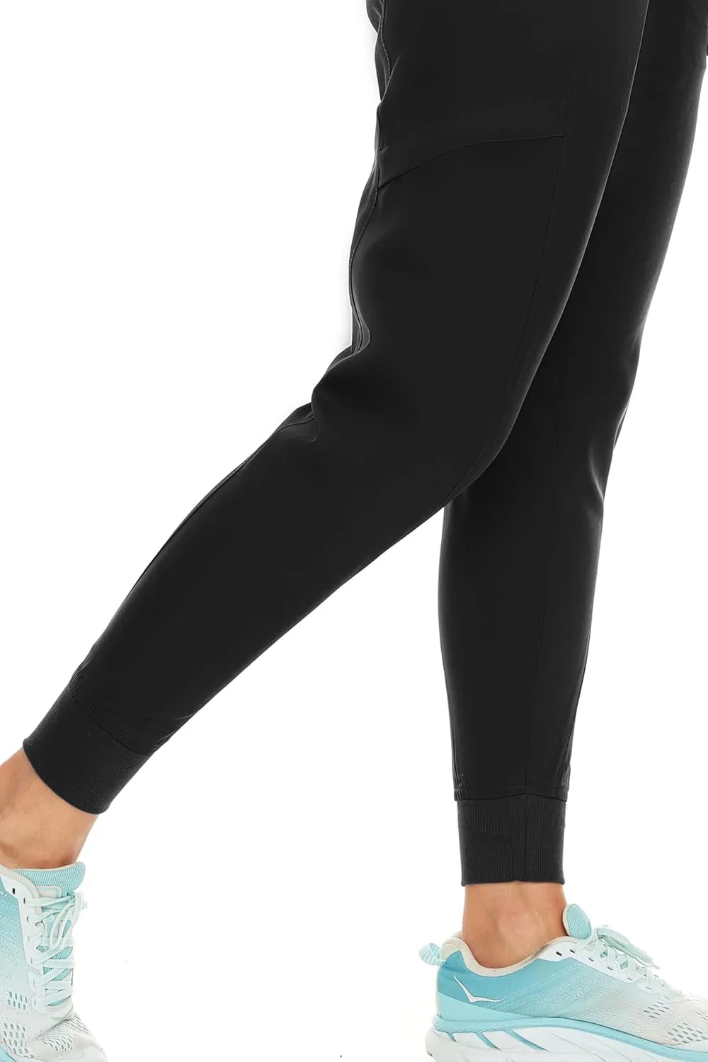 MediChic Women's Navy Jogger Scrub Pants (29' Inseam, 3X Size), 6 Pockets, Ribbed, 4-Way Stretch, Hannah Model