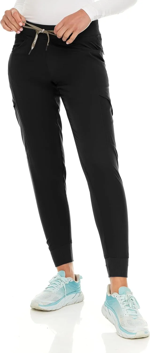 MediChic Women's Navy Jogger Scrub Pants (29' Inseam, 3X Size), 6 Pockets, Ribbed, 4-Way Stretch, Hannah Model