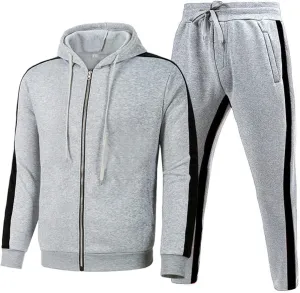 Men's 2 Pieces Tracksuits Running Sports Suits, Full Zip Hoodies Jackets & Drawstring Waistband Sweatpants Sweatsuits