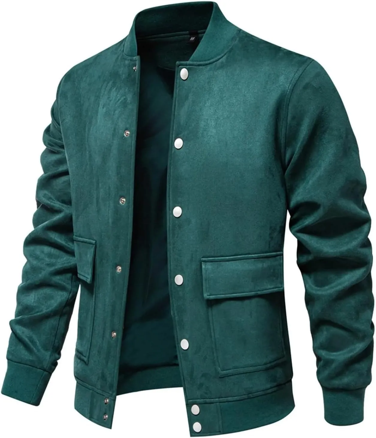 Mens Bomber Jacket Button Down Jackets Long Sleeve Baseball Varsity Jacket Casual Jackets with Pockets