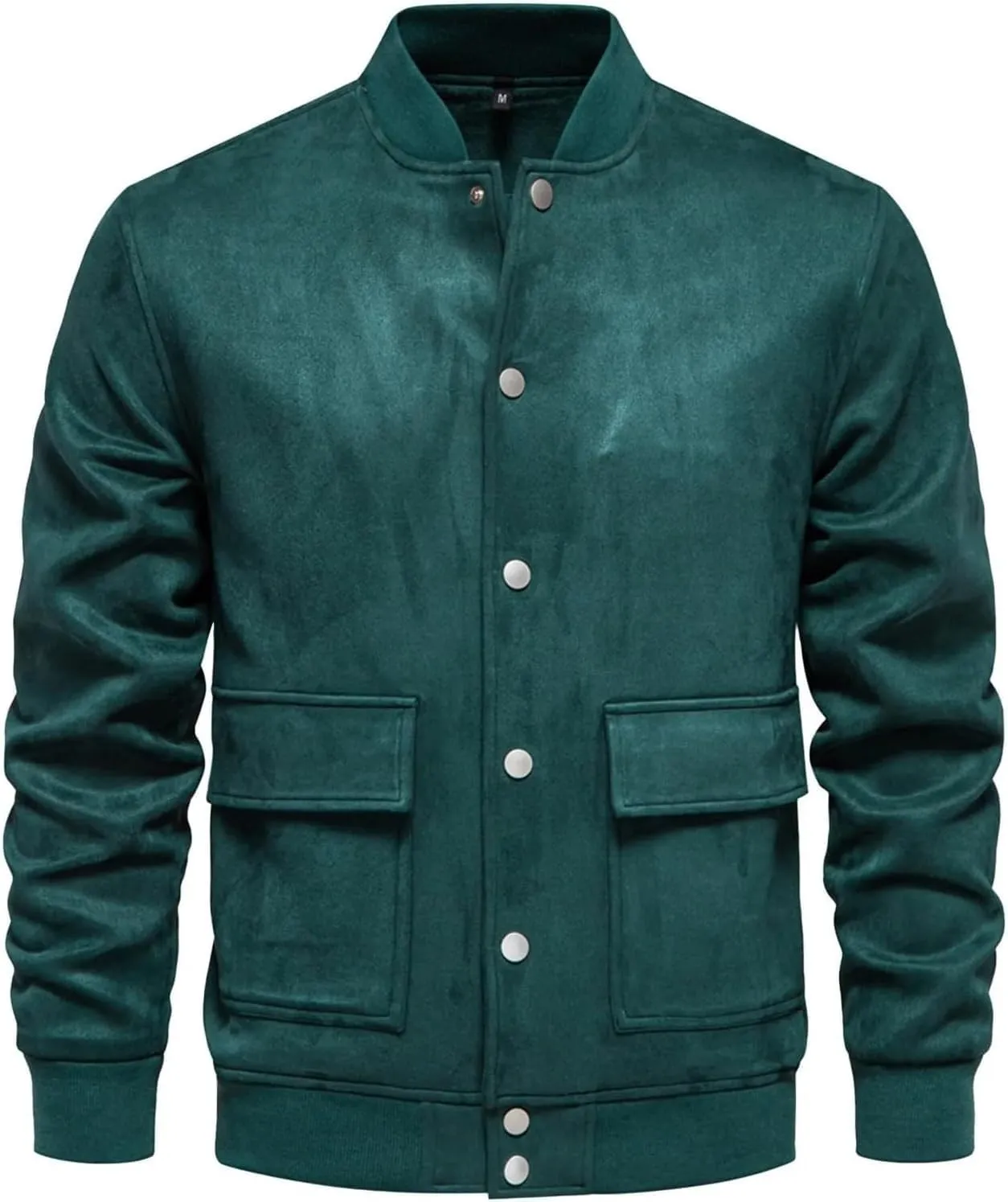 Mens Bomber Jacket Button Down Jackets Long Sleeve Baseball Varsity Jacket Casual Jackets with Pockets