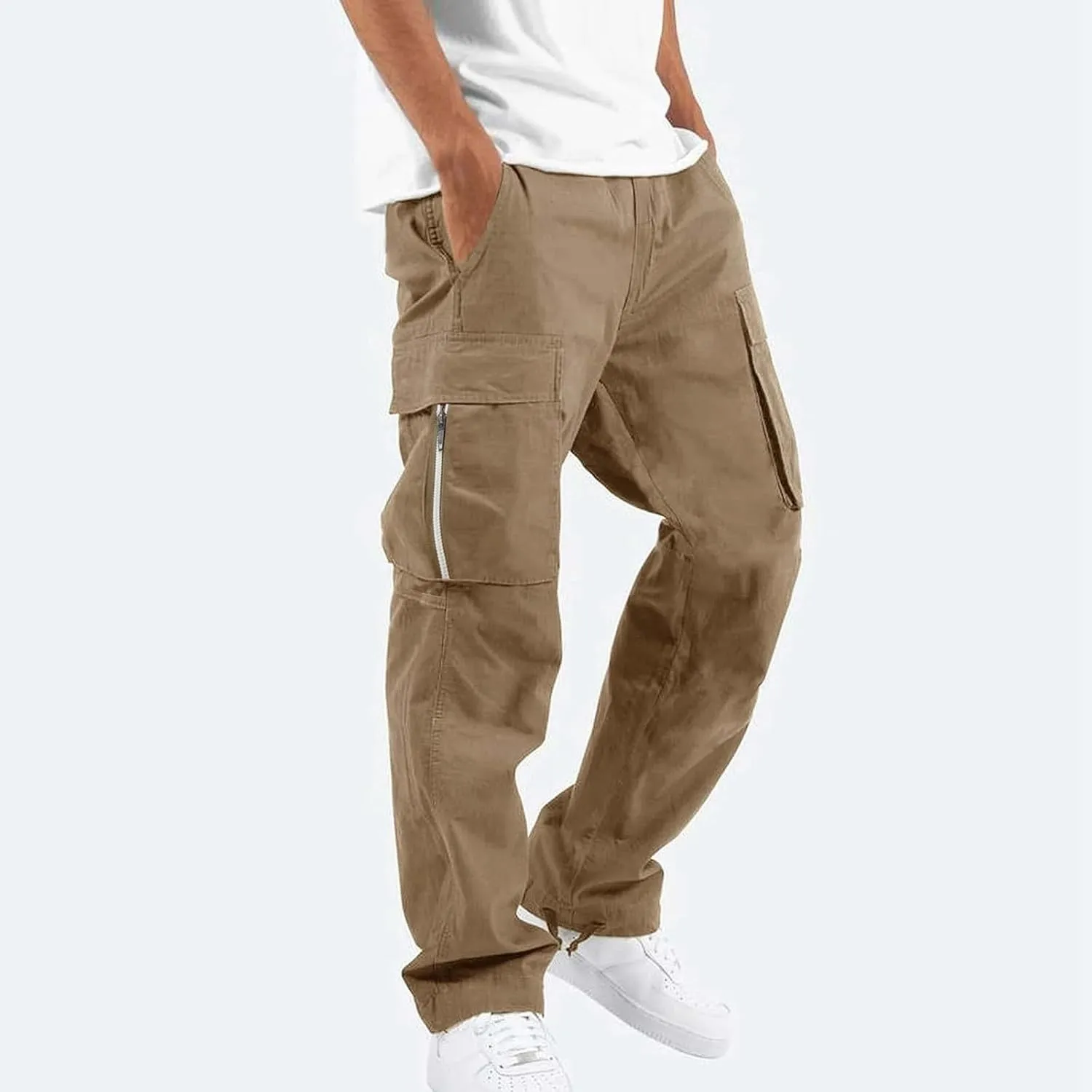 Men's Cargo Casual Sweatpants Multi-Pocket Durable Cargo Pants Casual Baggy Cargo Work Travel Pants Loose Fit Pants