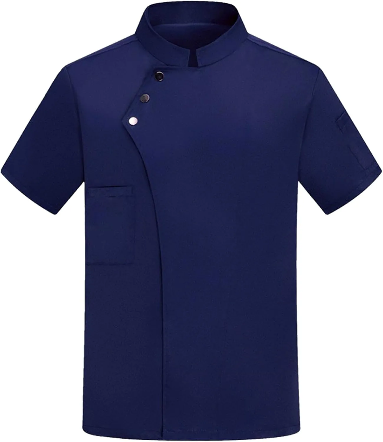 Men's Chef Coat Casual Short Sleeve Button Up T-Shirt Breathable Hotel Uniform Lightweight Snap Front Utility Workwear