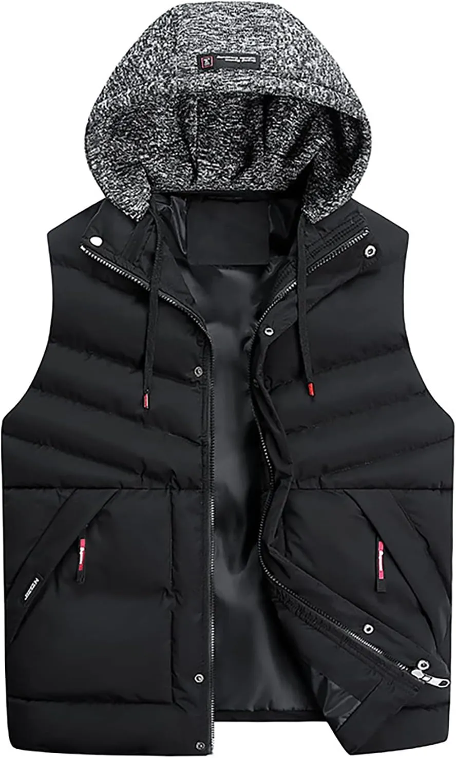 Mens Coats and Jackets Stylish Sleeveless Vest Jacket Coat Outwear Tops Drawstring Hooded Vest Jackets