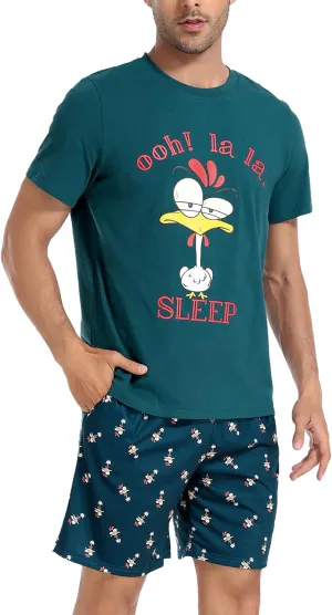 Men's Cotton Pajamas Sets V Neck Lounge Set Sleepwears with Pocket