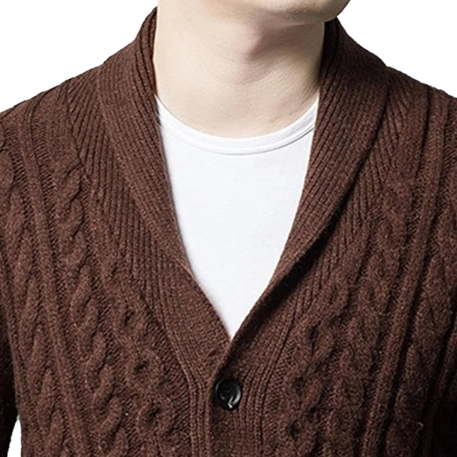 Mens Fit Long Sleeve Casual Cardigans Button Down Cable Knitted Sweater with Pockets Winter Chunky Open Sweaters
