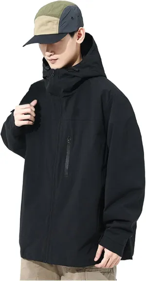 Men's Lightweight Waterproof Rain Jackets Hooded Raincoat Windbreaker Jackets Raincoat for Outdoor Hiking Traveling