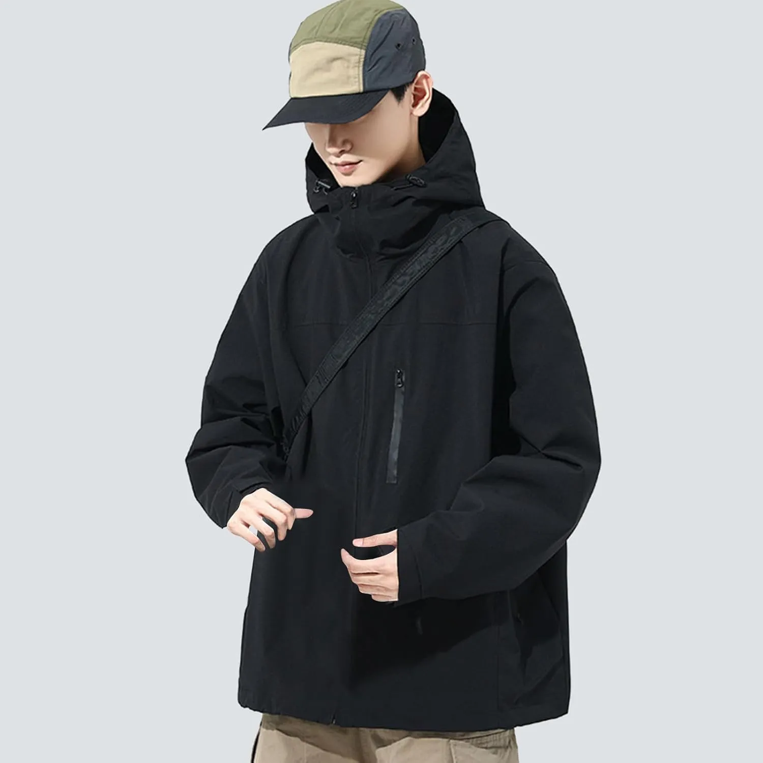 Men's Lightweight Waterproof Rain Jackets Hooded Raincoat Windbreaker Jackets Raincoat for Outdoor Hiking Traveling