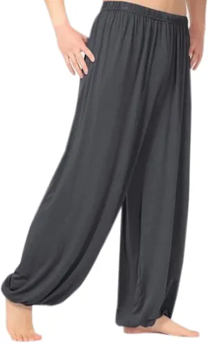 Mens Loose Yoga Pants Lounge Pajama Bottoms Modal Sport Dance Harem Pants Dark Grey XXL