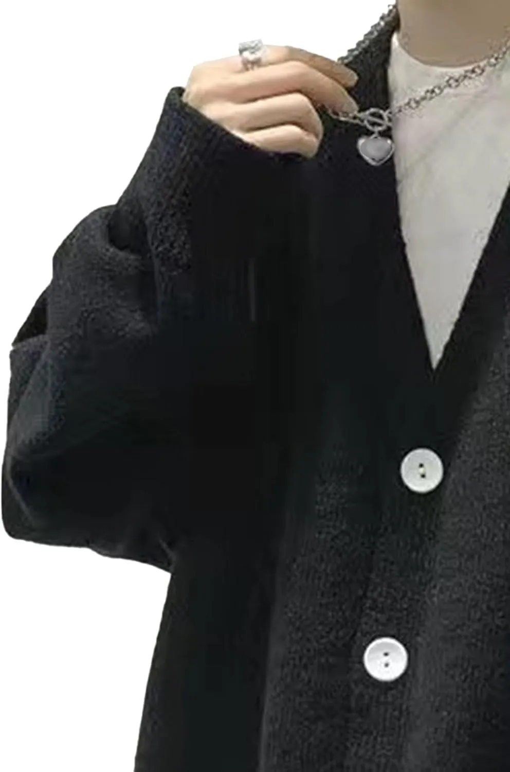 Men's Oversized Casual Button Down Cardigan V Neck Button Up Knit Jacket Vintage Solid Knitwear Cardigan