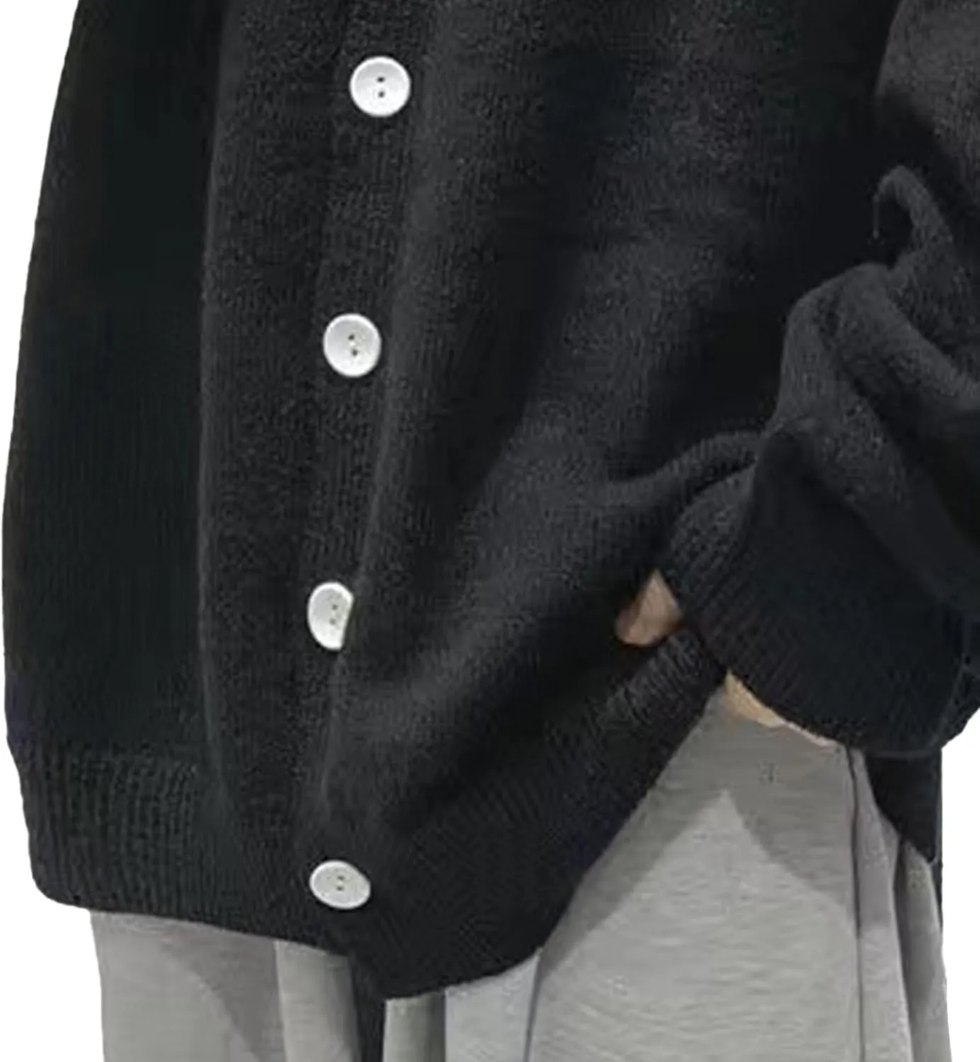 Men's Oversized Casual Button Down Cardigan V Neck Button Up Knit Jacket Vintage Solid Knitwear Cardigan