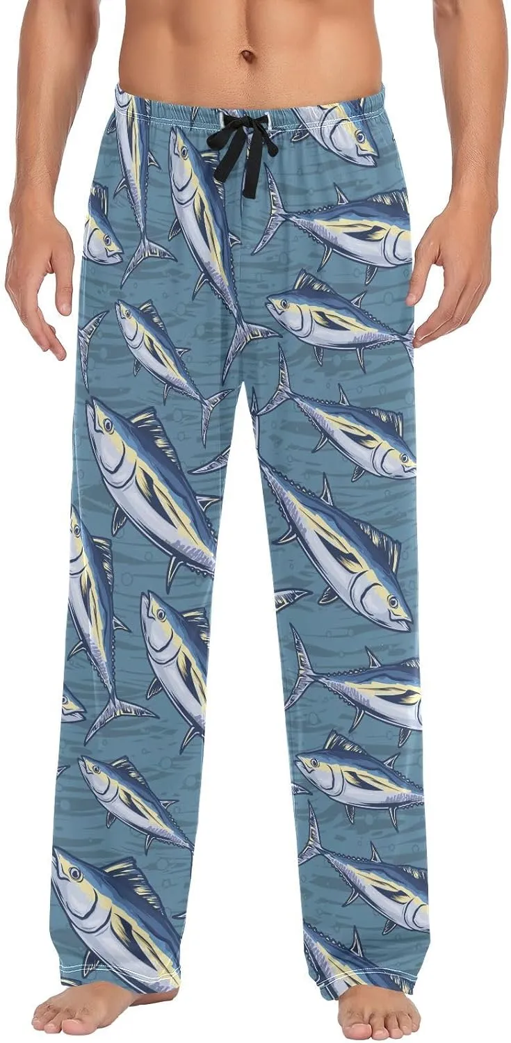 Men's Pajama Pants Super Soft Marine Tuna Fish Sleep Lounge Pants Pjs Bottoms with Pockets