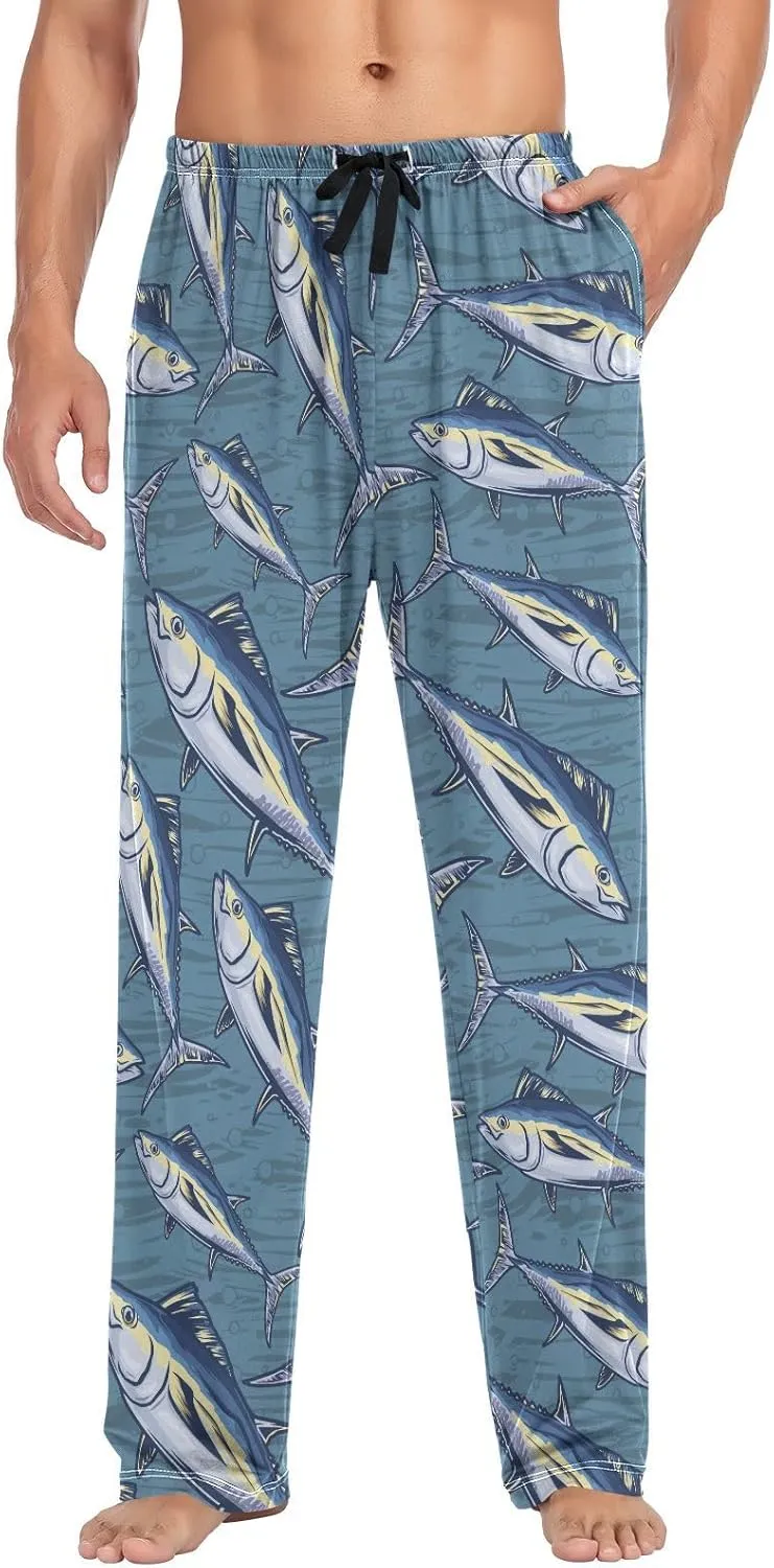 Men's Pajama Pants Super Soft Marine Tuna Fish Sleep Lounge Pants Pjs Bottoms with Pockets