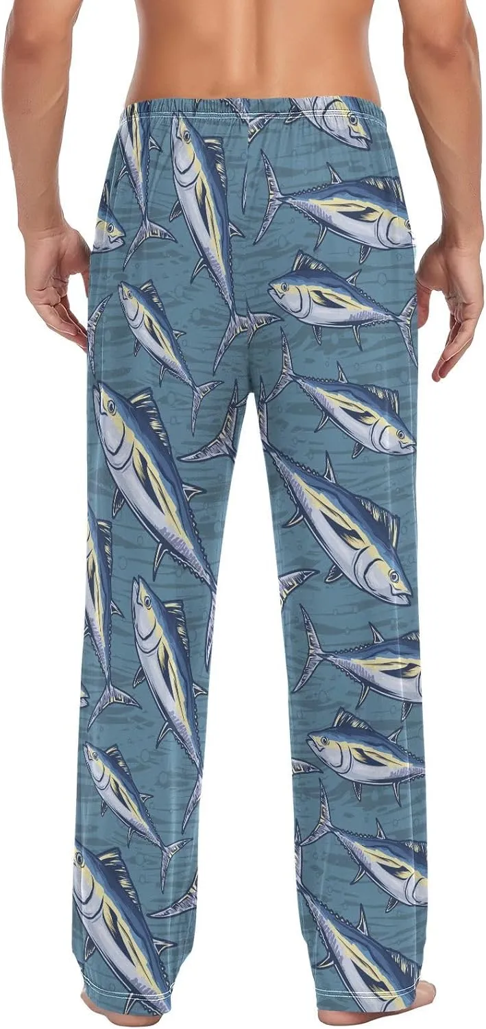 Men's Pajama Pants Super Soft Marine Tuna Fish Sleep Lounge Pants Pjs Bottoms with Pockets