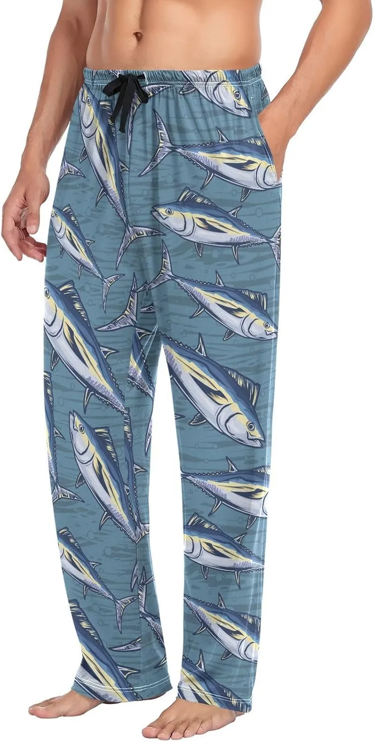 Men's Pajama Pants Super Soft Marine Tuna Fish Sleep Lounge Pants Pjs Bottoms with Pockets
