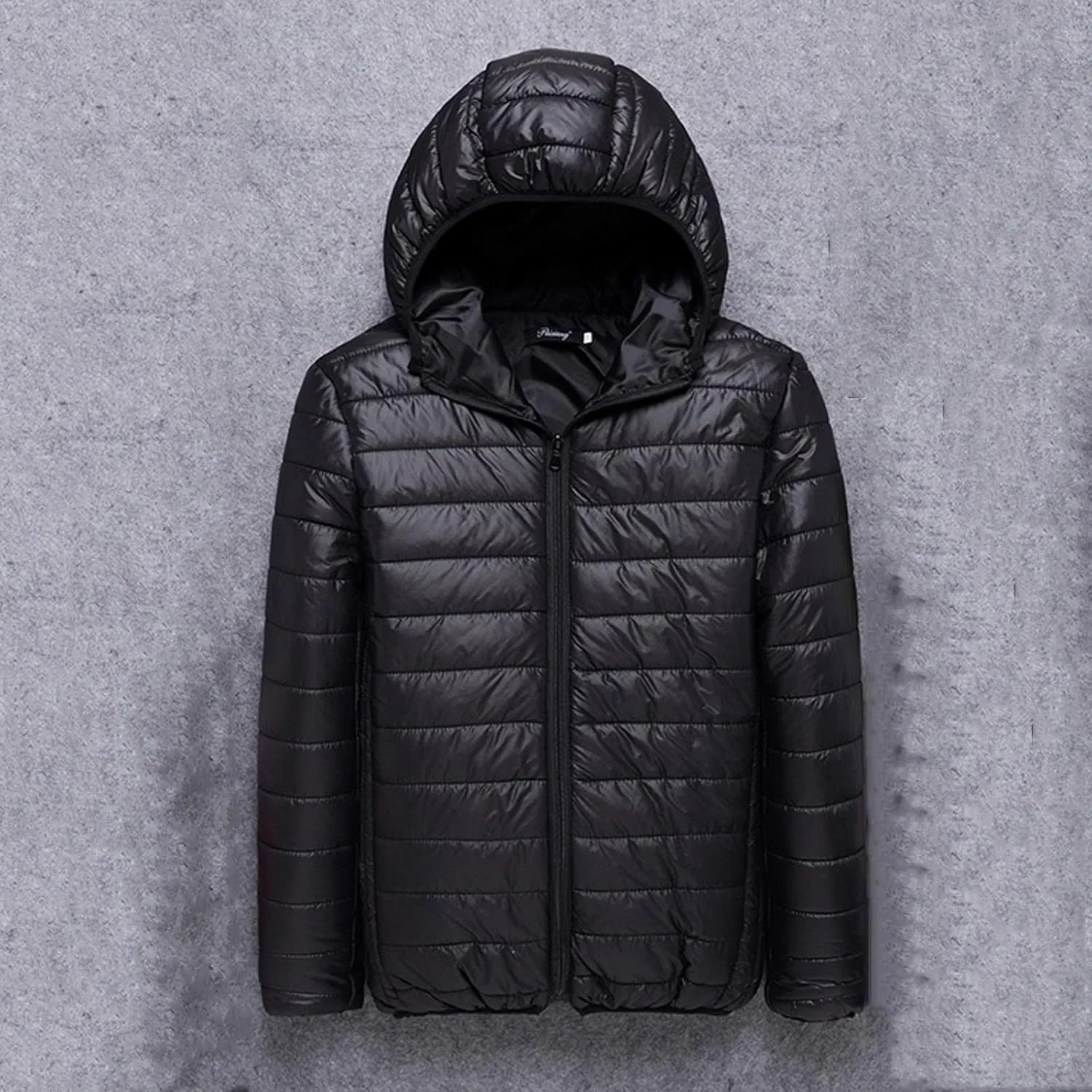 Mens Puffer Jacket Down Jacket Packable Lightweight Jacket Long Sleeve Zip Up Fuzzy Winter Jackets with Hood