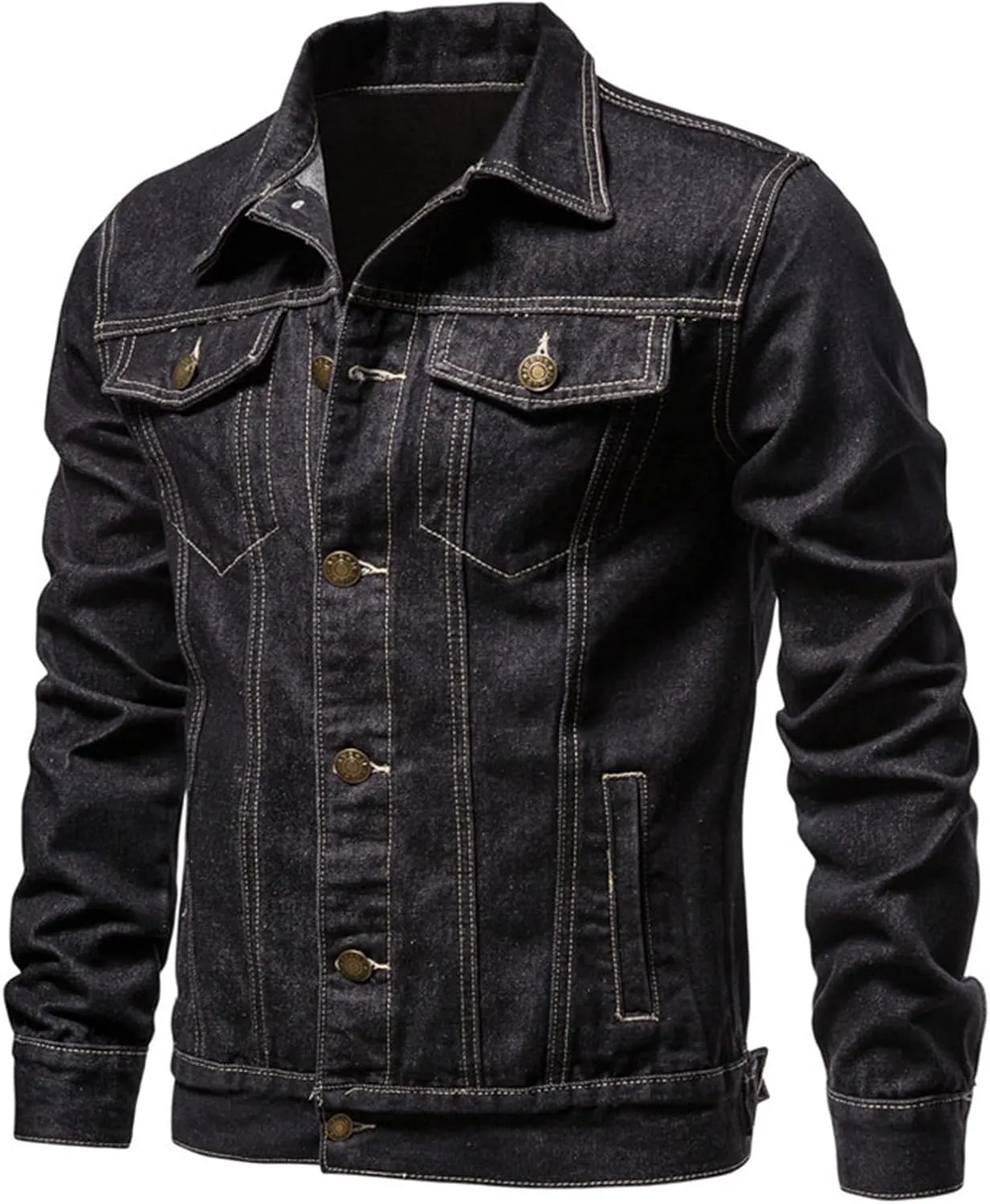 Mens Trucker Jacket Lightweight Button Work Jackets Classic Canvas Trucker Jackets Military Coat Military Bomber Jackets