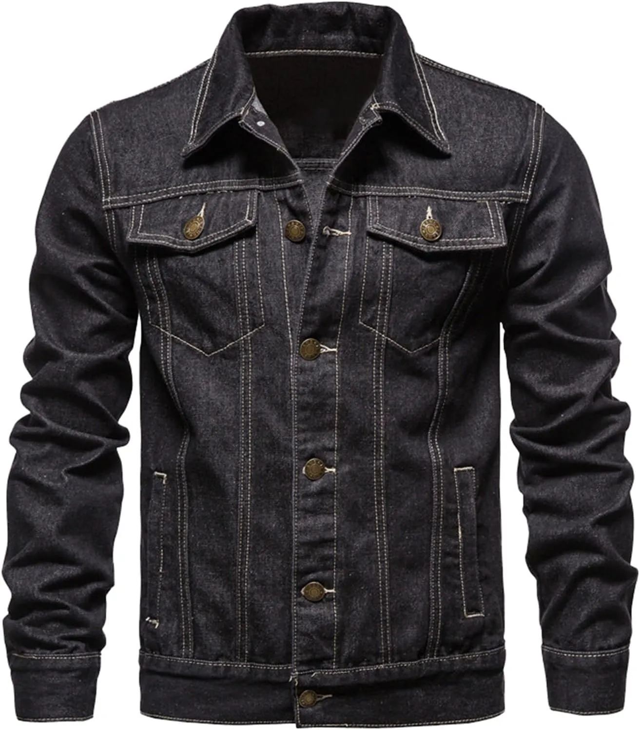 Mens Trucker Jacket Lightweight Button Work Jackets Classic Canvas Trucker Jackets Military Coat Military Bomber Jackets
