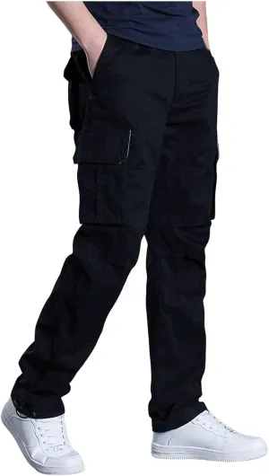 Men's Twill Pants Fashion Stretch Relaxed-Fit Cargo Pants Multi-Pocket Outdoor Sports Workout Athletic Work Pants