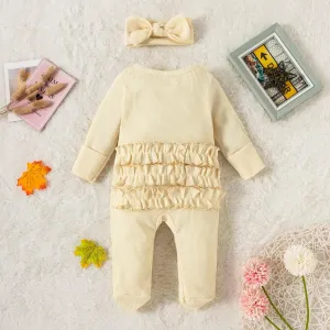 Merqwadd Baby Girl Zipper Pajama Footies 3 Pack Ruffle Sleeper Coming Home Infant Cotton Clothes