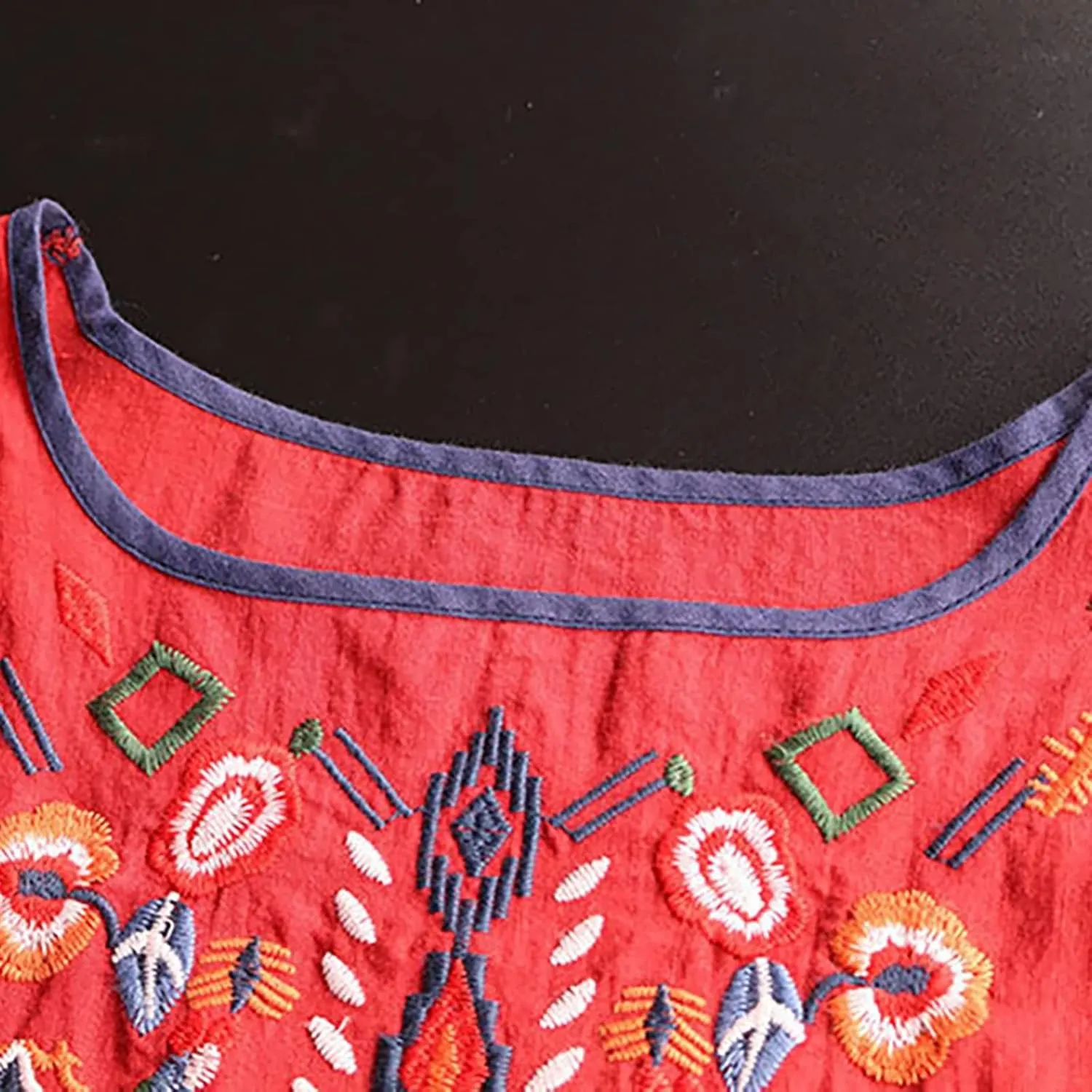 Mexican Embroidered Shirts for Women Boho Tops Loose Short Sleeve Bohemian Blouses Peasant Summer Outfits