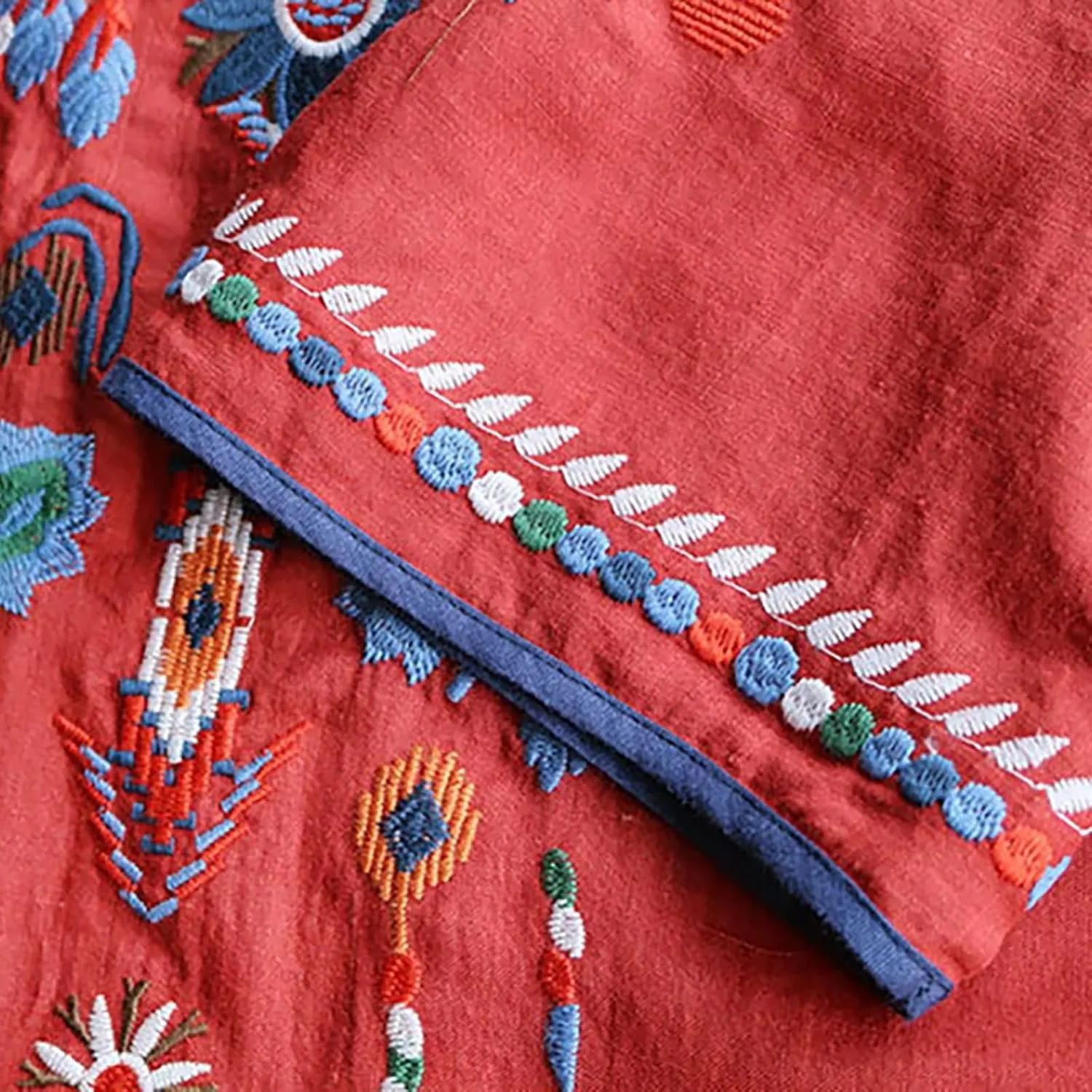 Mexican Embroidered Shirts for Women Boho Tops Loose Short Sleeve Bohemian Blouses Peasant Summer Outfits