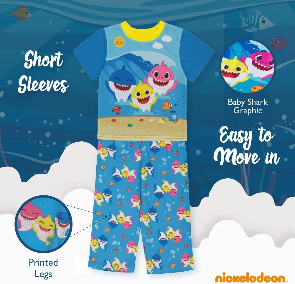 Nickelodeon Paw Patrol | Baby Shark | Blue's Clues & You 4-Piece Snug-fit Cotton Pajama Set, Soft & Cute for Kids