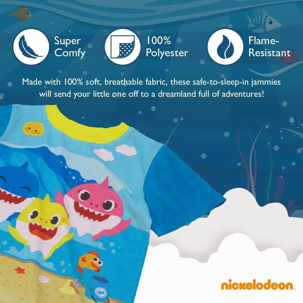 Nickelodeon Paw Patrol | Baby Shark | Blue's Clues & You 4-Piece Snug-fit Cotton Pajama Set, Soft & Cute for Kids