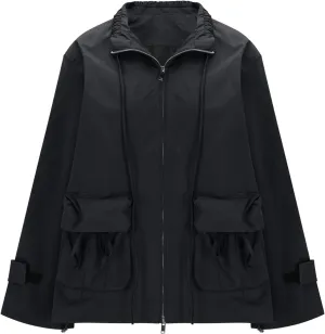 Oversized Jacket for Women Oversized Vintage Windproof Raincoat Collared Waterproof Womens Soft Shell Jacket Zip Up