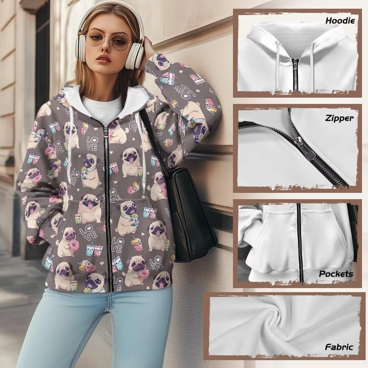 Oversized Sweatshirt for Women Zip Up Hoodies Long Sleeve Fall Outfits Oversized Sweaters Coat Casual Jackets