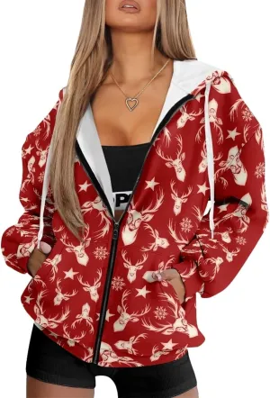 Oversized Sweatshirt for Women Zip Up Hoodies Long Sleeve Fall Outfits Oversized Sweaters Coat Casual Jackets