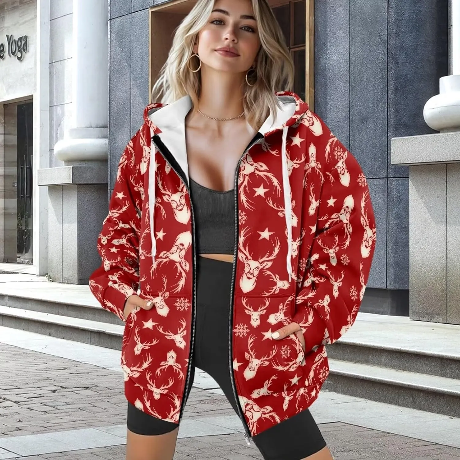 Oversized Sweatshirt for Women Zip Up Hoodies Long Sleeve Fall Outfits Oversized Sweaters Coat Casual Jackets