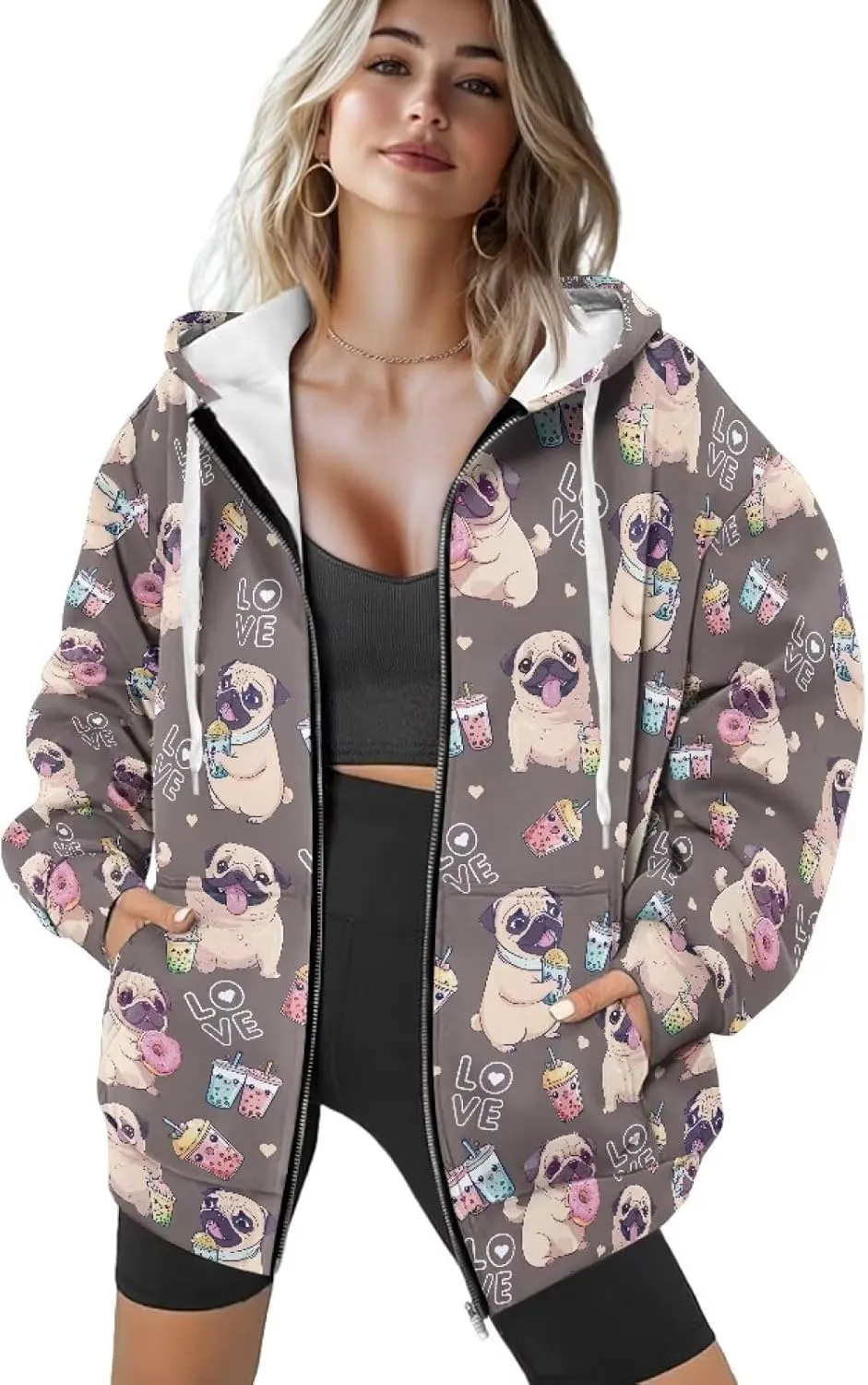 Oversized Sweatshirt for Women Zip Up Hoodies Long Sleeve Fall Outfits Oversized Sweaters Coat Casual Jackets