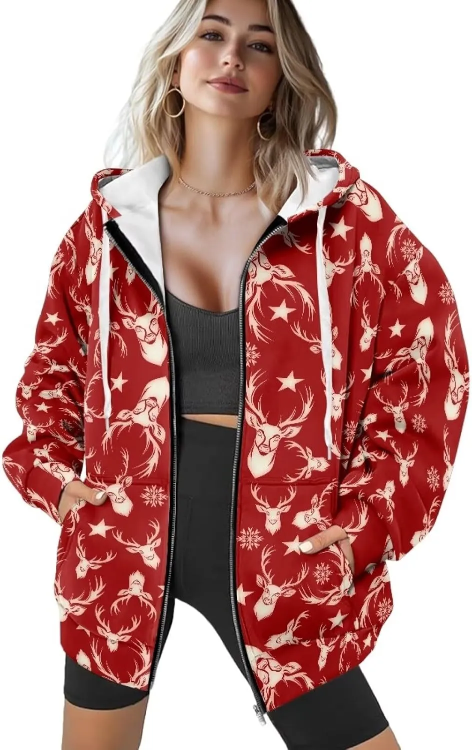Oversized Sweatshirt for Women Zip Up Hoodies Long Sleeve Fall Outfits Oversized Sweaters Coat Casual Jackets