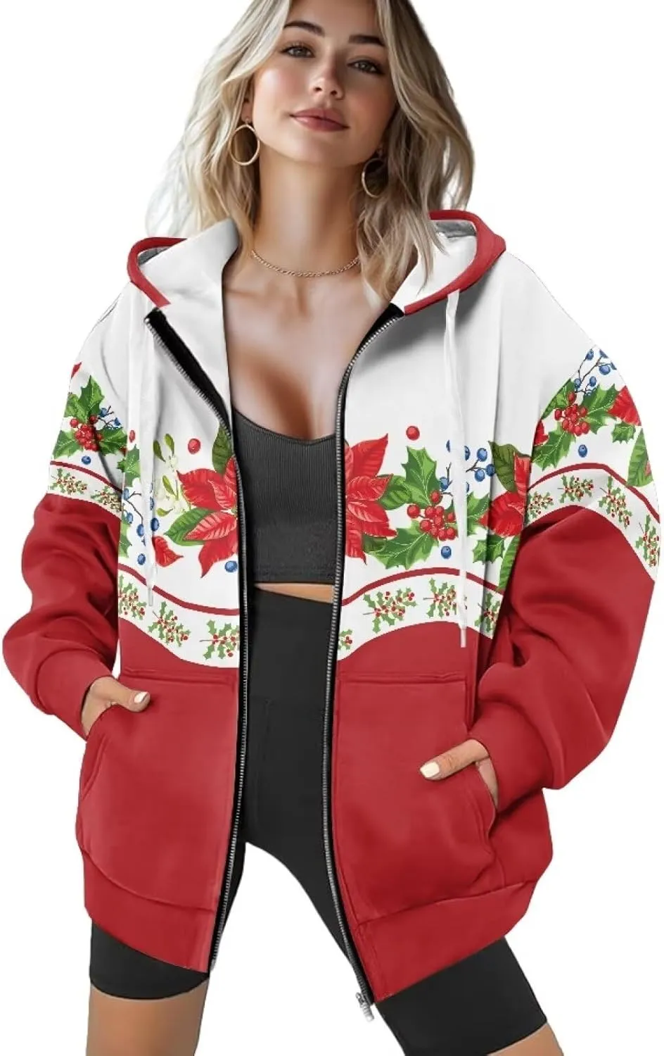 Oversized Sweatshirt for Women Zip Up Hoodies Long Sleeve Fall Outfits Oversized Sweaters Coat Casual Jackets