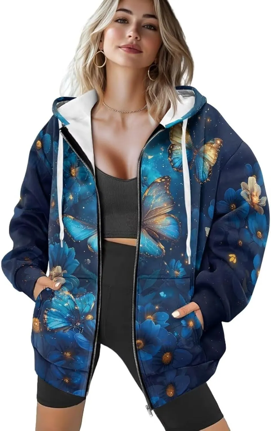 Oversized Sweatshirt for Women Zip Up Hoodies Long Sleeve Fall Outfits Oversized Sweaters Coat Casual Jackets