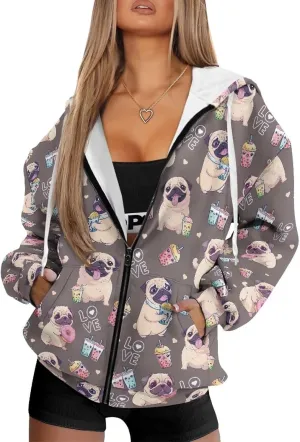 Oversized Sweatshirt for Women Zip Up Hoodies Long Sleeve Fall Outfits Oversized Sweaters Coat Casual Jackets